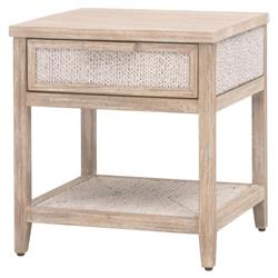 Laurice Coastal Beach Abaca Rope Natural Grey Mahogany Nightstand|