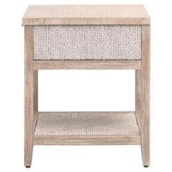 Laurice Coastal Beach Abaca Rope Natural Grey Mahogany Nightstand|