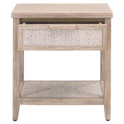 Laurice Coastal Beach Abaca Rope Natural Grey Mahogany Nightstand|