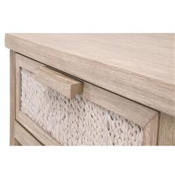 Laurice Coastal Beach Abaca Rope Natural Grey Mahogany Nightstand|