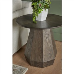 Courtney Modern Classic Brown Wood Round Pedestal Side End Table|