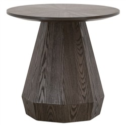 Courtney Modern Classic Brown Wood Round Pedestal Side End Table|