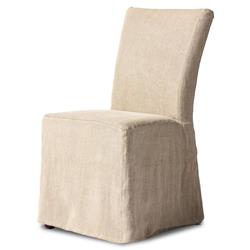 Vannie Modern Classic Beige Linen Flax Slipcover Dining Chair|