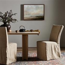 Vannie Modern Classic Beige Linen Flax Slipcover Dining Chair|