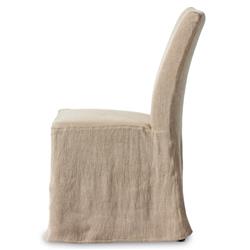 Vannie Modern Classic Beige Linen Flax Slipcover Dining Chair|
