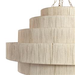 Palecek Everly Coastal Beach Natural Abaca Rope Taupe Metal Frame Chandelier|