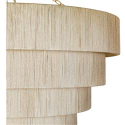 Palecek Everly Coastal Natural Abaca Rope Taupe Metal Frame 5 Tier Chandelier|