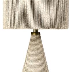 Palecek Portland Coastal Beach Beige Wrapped Brass Metal Outdoor Table Lamp|