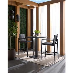 Zimce Industrial Loft Black Aluminum Square Outdoor Bar Table - 32"W|