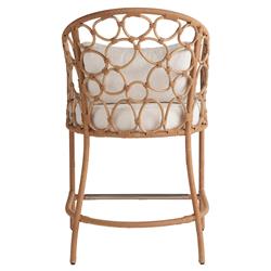 Camilla Coastal Beach Off White Upholstered Natural Woven Rattan Counter Stool|