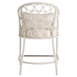 Camilla Coastal Beach Off White Upholstered White Woven Rattan Counter Stool|