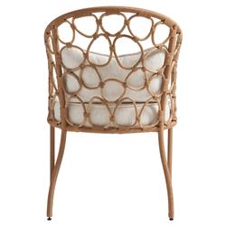 Camilla Coastal Off White Upholstered Natural Woven Rattan Dining Arm Chair|