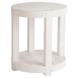 Carter Coastal Beach White Sand Oak Round End Table|