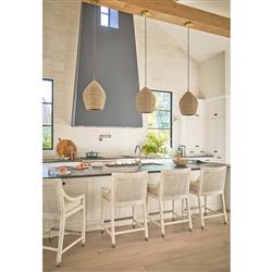 Camilla Coastal Beach Off White Upholstered Seat Woven Rattan Counter Stool|