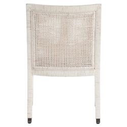 Camilla Coastal Beach Off White Upholstered Seat Woven Rattan Dining Arm Chair|