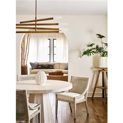 Camilla Coastal Beach Off White Upholstered Seat Woven Rattan Dining Arm Chair|