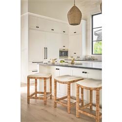 Carter Coastal Beach Heathered Ivory Crypon Performance Rattan Counter Stool|