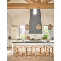 Carter Coastal Beach Heathered Ivory Crypon Performance Rattan Counter Stool|