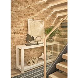 Carter Coastal Beach White Sand Oak Rectangular Console Table|