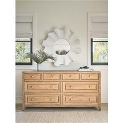 Bennett Coastal Beach White Aluminum Round Wall Scallop Mirror|