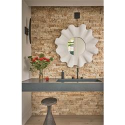 Bennett Coastal Beach White Aluminum Round Wall Scallop Mirror|