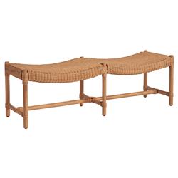 Bennett Coastal Beach Natural Rattan Oak Entryway Bench|