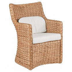 Camilla Coastal Cream Upholstered Woven Hyacinth Arm Chair|