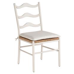 Camilla Coastal Off White Upholstered Woven Rush Dining Side Chair - Set of 2|