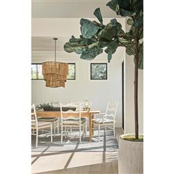 Camilla Coastal Off White Upholstered Woven Rush Dining Side Chair - Set of 2|