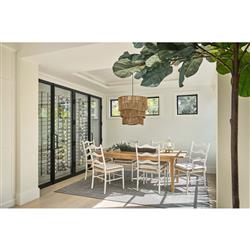 Camilla Coastal Off White Upholstered Woven Rush Dining Side Chair - Set of 2|