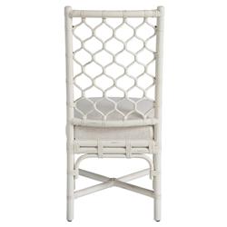 Camilla Coastal Beach Off White Upholstered Rattan Dining Side Chair - Set of 2|