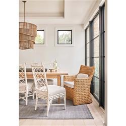 Camilla Coastal Beach Off White Upholstered Rattan Dining Side Chair - Set of 2|