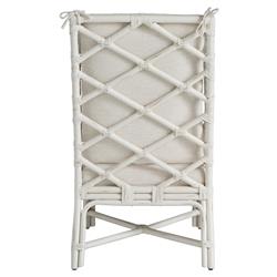 Carter Coastal Beach White Upholstered Rattan Wing Back Dining Arm Chair|