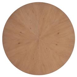 Carter Rustic Lodge Brown Oak Round Drum Coffee Table|