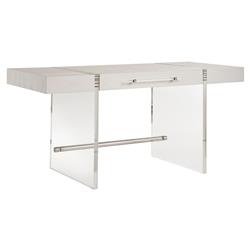Carter Modern Classic White Sand Oak Clear Acrylic Rectangular Desk|