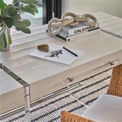 Carter Modern Classic White Sand Oak Clear Acrylic Rectangular Desk|