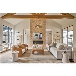 Carter Coastal Beach Brown Travertine Natural Woven Rattan Square Coffee Table|