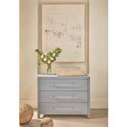 Bennett Coastal Beach Blue Seagrass Wrapped Bachelor Chest|