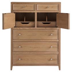 Bennett Coastal Beach Brown Oak Tall Chest Dresser|