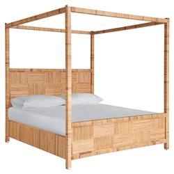 Bennett Coastal Beach Natural Rattan Canopy Bed - Queen|
