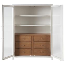 Camilla Coastal Beach White Oak Glass Door Display Cabinet|