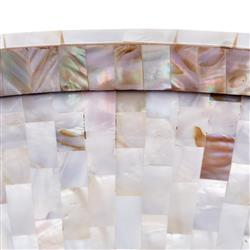 Amelienne Coastal Beach Grey Mother of Pearl Round Decorative Tray|