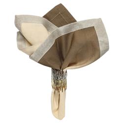 Dip Dye Modern Classic Brown Linen Napkin - Set of 4|