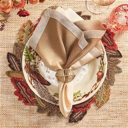 Dip Dye Modern Classic Brown Linen Napkin - Set of 4|