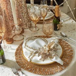 Ray Hollywood Regency Gold Glass Beads Placemat - Set of 2|