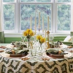 Fran Olive Linen Embroidered Trim Napkin - Set of 4|