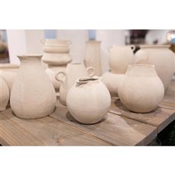 Shiz French Country Natural White Paper Mache Pot|