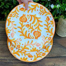 Sicily Global Bazaar Orange Melamine Floral Dinner Plate|