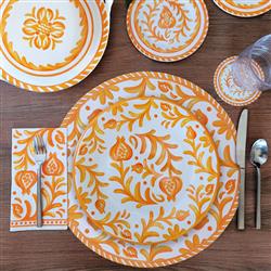 Sicily Global Bazaar Orange Melamine Floral Dinner Plate|