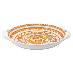 Sicily Global Bazaar Orange Melamine Floral Shallow Handled Bowl|
